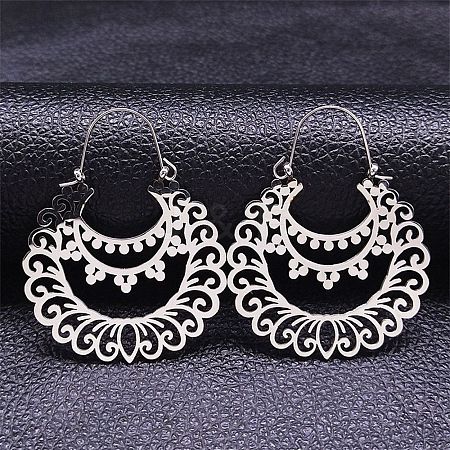 Non-Tarnish Bohemia 304 Stainless Steel Hoop Earrings NJEW-K253-10P-1