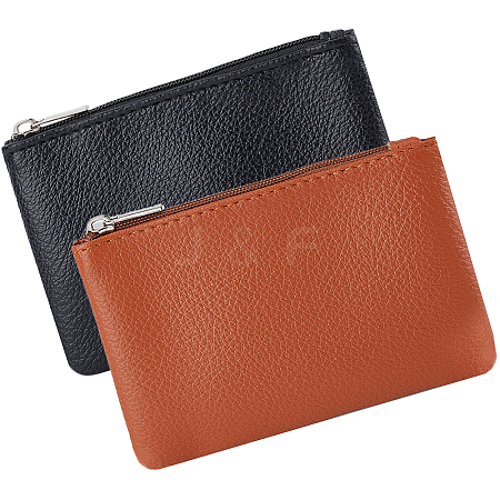 2Pcs 2 Colors Litchi Print PU Leather Zip Pouches ABAG-CP0001-08C-1