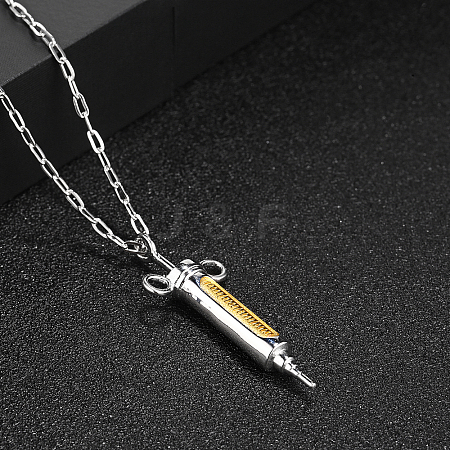 Stylish Stainless Steel Syringe Shaped Pendant Necklaces for Women's Daily Wear PP8422-1