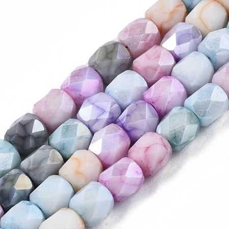 Opaque Baking Painted Glass Beads Strands EGLA-N006-008-A07-1