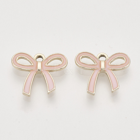 Light Gold Plated Alloy Pendants X-ENAM-T009-40A-1