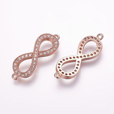 Brass Micro Pave Cubic Zirconia Links ZIRC-F053-41RG-1