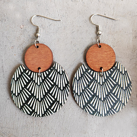 Bohemian Style Wood Dangle Earrings WGF04EC-02-1