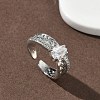 Brass Micro Pave Cubic Zirconia Cuff Open Rings RJEW-C163-09P-1