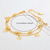 Vintage Beach Brass Bowknot Tassel Double Layer Chain Anklets for Women UO2435-4