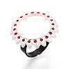 Adjustable Alloy & Iron & Rhinestone Bezel Cup Ring Base with Rotatable Tray MAK-T012-15S-1