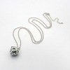 Trendy Women's Brass Heart Cage Locket Pendant Necklaces X-NJEW-L074-07-1