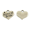 Tibetan Alloy Heart Carved Word Aunt of Bride Wedding Family Charms Rhinestone Settings LS-TIBEP-GC204-AS-NR-1