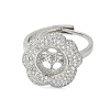 Flower Brass Micro Pave Cubic Zirconia Adjustable Ring Settings KK-K297-03P-2