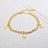 Vintage Beach Brass Butterfly Tassel Double Layer Chain Anklets for Women OZ0830-1