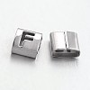 Tarnish Resistant Letter Style 201 Stainless Steel Square Slide Charms STAS-L132-08-1