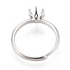 Rhodium Plated 925 Sterling Silver Engagement Solitaire Adjustable Ring Settings STER-T008-17P-3