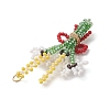 3Pcs 3D Glass Seed Beaded Bouquet with Bowknot Pendants PALLOY-MZ01153-5