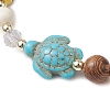 Adjustable Dyed Synthetic Turquoise & Coconut & Wood & Pearl Braided Bead Bracelets BJEW-JB10723-02-3