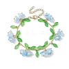 Flower Glass & Acrylic Charm Bracelets BJEW-JB10443-3