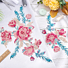 Peony Pattern Polyester Fabrics Computerized Embroidery Cloth Sew on Appliques PATC-WH0001-94-4