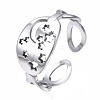 Non-Tarnish 304 Stainless Steel Moon and Star Open Cuff Ring RJEW-T023-12P-3