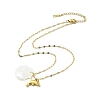 Summer Beach Natural Shell & 304 Stainless Steel Pendant Necklaces for Women NJEW-P323-01A-G-4