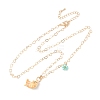 304 Stainless Steel Enamel Cute Cat Shape with Flower Pendant Necklaces for Women SA-CBA8F25-01B-2