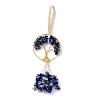 Wire Wrapped Chips Natural Lapis Lazuli Big Pendant Decorations HJEW-H057-03G-3