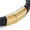 Men's Braided Black PU Leather Cord Bracelets BJEW-K243-45G-3