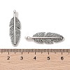 Tibetan Style Alloy Feather Pendants TIBEP-1360-AS-LF-3