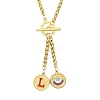 Ion Plating(IP) 304 Stainless Steel Red Enamel Letter & Eye Pendant Wheat Chain Necklaces STAS-Z102-01G-L-1