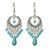 Synthetic Turquoise Beaded Long Drop Earrings EJEW-JE05389-02-1