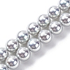 UV Plating Pearlized Glass Pearl Beads Strands GLAA-F128-01B-T12-1