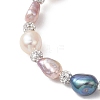 Polymer Clay Rhinestone & Natural Cultured Freshwater Pearl Beads Stretch Bracelets for Women BJEW-JB13192-3