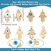 8Pcs 4 Styles Brass Micro Pave Cubic Zirconia Pendants KK-BBC0019-79-2