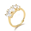 Clear Cubic Zirconia Oval Adjustable Ring RJEW-I087-13G-1
