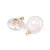 Brass Micro Pave Cubic Zirconia with Natural Pearl Pendants KK-Z146-07A-02-2