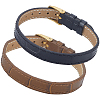 2Pcs 2 Colors Leather Textured Bracelet Straps Slide Wristbands for Slide Charms AJEW-CL0002-98-1