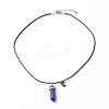 Natural Rose Quartz & Lapis Lazuli Double Terminated Pointed Pendants Necklaces Set for Couples Best Friends NJEW-JN03675-3