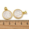 Rack Plating Brass Pave Natural White Shell Pendants KK-U025-11G-02-3