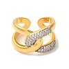 Brass Micro Pave Cubic Zirconia Cuff Rings for Women RJEW-G325-11B-GP-2