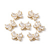 Brass Pave Clear Cubic Zirconia Connector Charms KK-G462-01KCG-3