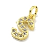 Letter Brass Micro Pave Clear Cubic Zirconia Pendants KK-K354-06G-S-2