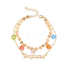 Constellation Alloy & Glass Seed Beads Double Layer Colorful Flower Anklets PW-WGA6E00-12-1