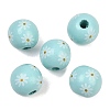 Printed Wood European Beads WOOD-G029-07D-1