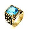 316L Stainless Steel & Cubic Zirconia Men's Vintage Carved Finger Rings FS-WG82D33-31-1