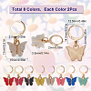 SUNNYCLUE 16Pcs 8 Colors Alloy Enamel Butterfly Charm Locking Stitch Markers HJEW-SC0001-30-2