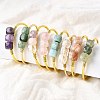 Natural Mixed Stone Beads Cuff Bangles for Women BJEW-Q035-01G-1