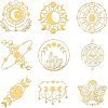 Olycraft 9Pcs 9 Styles Custom Carbon Steel Self-adhesive Picture Stickers DIY-OC0009-17D-1