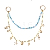 Alloy Sea Animals Charm Glass & Synthetic Turquoise Beaded Double Layer Brass Bag Decorative Chains HJEW-PH02289-1