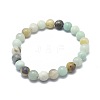 Natural Flower Amazonite Bead Stretch Bracelets X-BJEW-K212-C-007-2