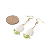 Acrylic Tulip with Glass Leaf Dangle Earrings EJEW-JE05212-4