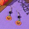 Halloween Glass Seed Beads Woven Dangle Earrings for Women EJEW-MZ00780-1