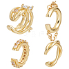 4Pcs Triple C-Shaped Alloy Micro Pave Clear Cubic Zirconia Cuff Earrings EJEW-WR0001-011-6